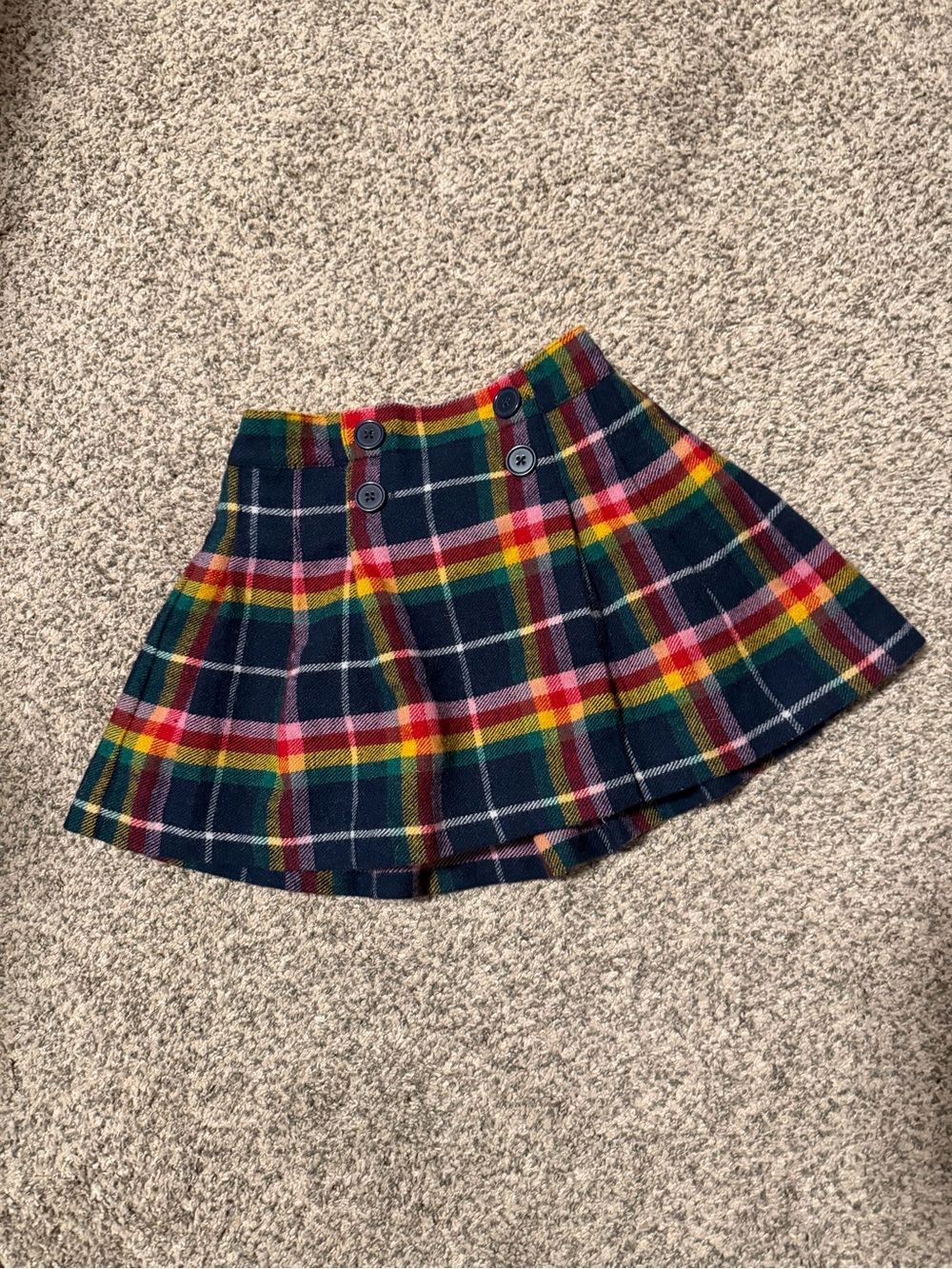 Mini Boden Navy Multi Plaid Pleated Skirt